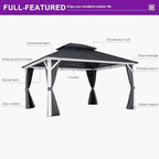 Hardtop Gazebo 12' x 14' Galvanized Steel Roof White Frame, alternate view 6