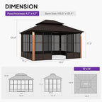 Hardtop Gazebo 12' X 14' with LED Enclosed Solarium Bronze, alternate view 2