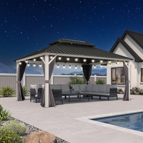 Hardtop Gazebo 12' x 16' Pavilion White Frame