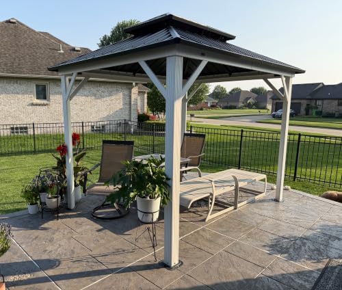 Hardtop Gazebo 8' x 10' Galvanized Steel Roof White Frame