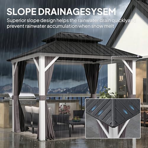Hardtop Gazebo 8' x 10' Galvanized Steel Roof White Frame, alternate view 5