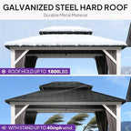 Hardtop Gazebo 8' x 10' Galvanized Steel Roof White Frame, alternate view 6