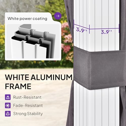 Hardtop Gazebo 8' x 12' Galvanized Steel Roof White Frame, alternate view 3