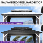 Hardtop Gazebo 8' x 12' Galvanized Steel Roof White Frame, alternate view 6