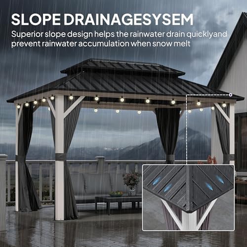 Hardtop Gazebo 8' x 12' Pavilion White Frame, alternate view 4