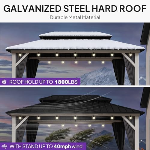 Hardtop Gazebo 8' x 12' Pavilion White Frame, alternate view 6