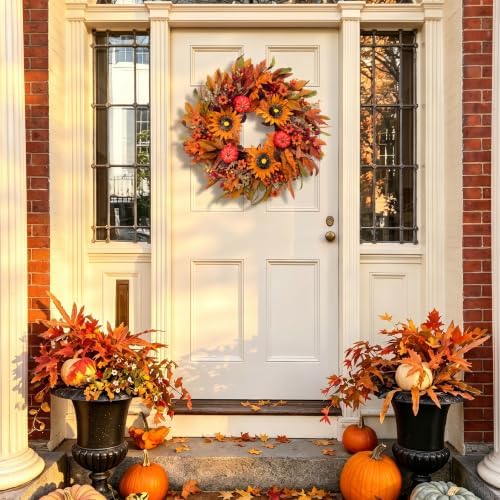 Harvest Fall Wreaths for Front Door - Farmhouse Thanksgiving Wreath Decor, alternate view 4