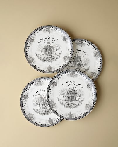 Haunted Village Accent Plates, Set Of 4, Assorted, Service For 4 in 4 Count in Multicolor, alternate view 3