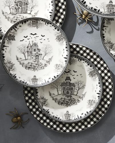 Haunted Village Accent Plates, Set Of 4, Assorted, Service For 4 in 4 Count in Multicolor, alternate view 4