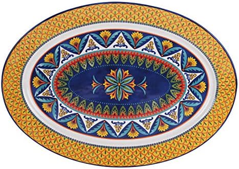 Havana Ceramic 16 inch Oval Platter, Microwave & Dishwasher Safe in Large (16 inch) in Havana