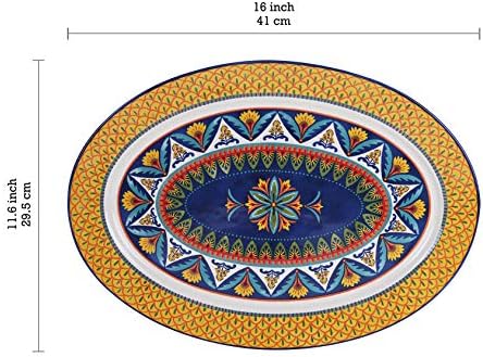Havana Ceramic 16 inch Oval Platter, Microwave & Dishwasher Safe in Large (16 inch) in Havana, alternate view 3