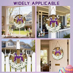 He is Risen Easter Decor, Wooden Religious Easter Wreaths for Front Door, Christian Easter Cross Flowers Sign, alternate view