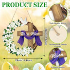 He is Risen Easter Decoration Wooden Wreaths for Front Door Sign Cross Sign Door Wall Signs, Christian Jesus, alternate view