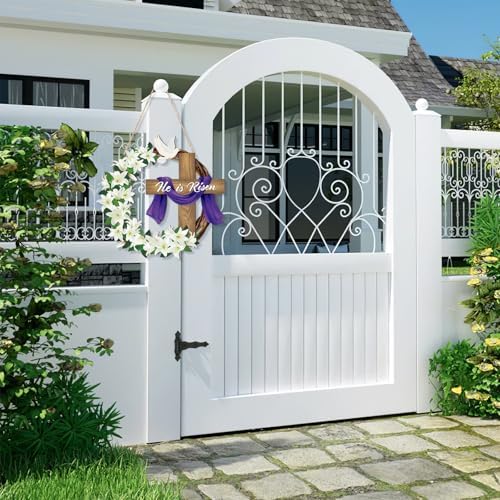 He is Risen Easter Decoration Wooden Wreaths for Front Door Sign Cross Sign Door Wall Signs, Christian Jesus, alternate view