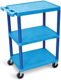 HE34 Utility Cart (Pack of 25) 3 Shelves Structural Foam Plastic - Blue in Blue