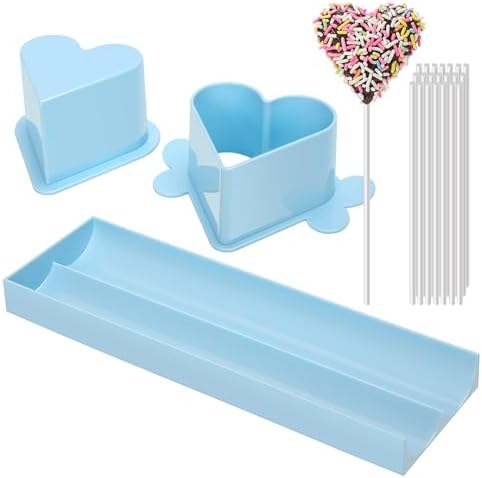 Heart Cake Pop Mold Set with 9in Tray and Sticks- Blue in Light blue(Heart)