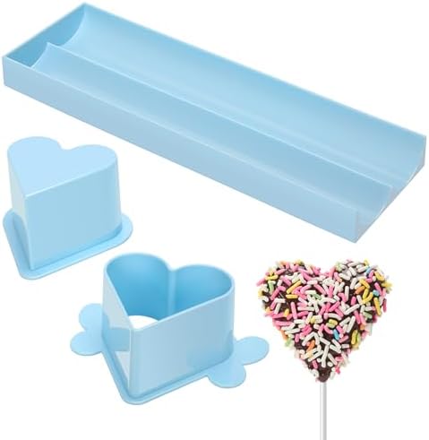 Heart Cake Pop Mold Set with 9in Tray and Sticks- Blue in Light blue(Heart), alternate view 3