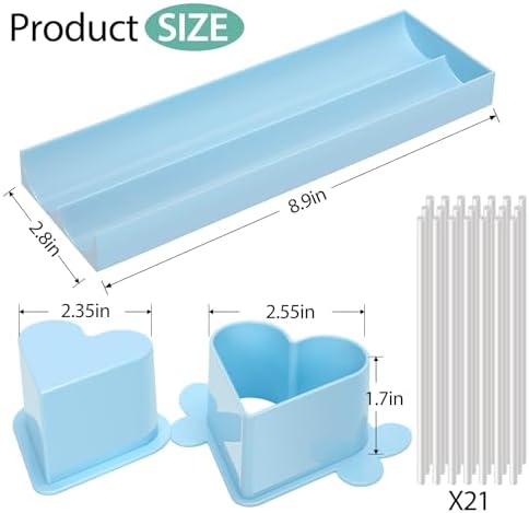 Heart Cake Pop Mold Set with 9in Tray and Sticks- Blue in Light blue(Heart), alternate view 4
