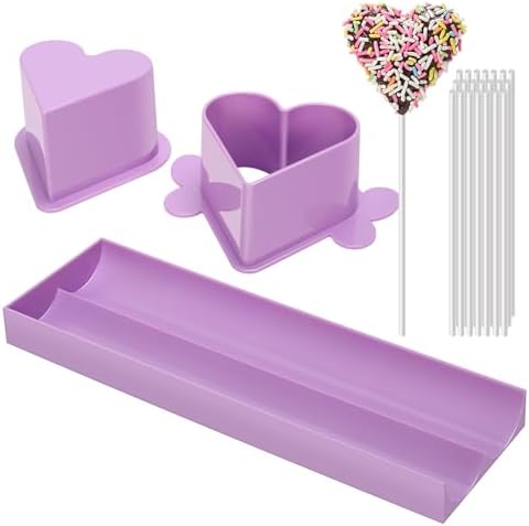 Heart Cake Pop Mold Set with 9in Tray and Sticks- Purple in Purple(Heart)