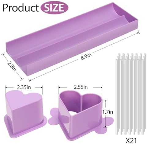 Heart Cake Pop Mold Set with 9in Tray and Sticks- Purple in Purple(Heart), alternate view 3