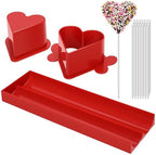 Heart Cake Pop Mold Set with 9in Tray and Sticks- Red in Red(Heart)