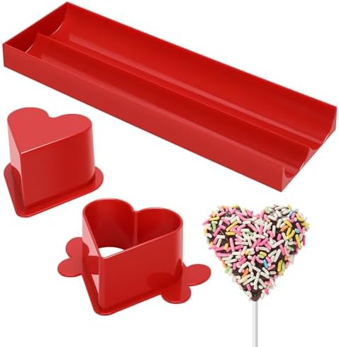 Heart Cake Pop Mold Set with 9in Tray and Sticks- Red in Red(Heart), alternate view 2