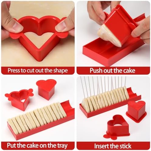 Heart Cake Pop Mold Set with 9in Tray and Sticks- Red in Red(Heart), alternate view 4