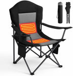 Heated Camping Chair for Adults, Folding Chair for Outside in Black & Grey