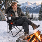 Heated Camping Chair for Adults, Folding Chair for Outside in Black & Grey, alternate view 2
