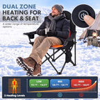Heated Camping Chair for Adults, Folding Chair for Outside in Black & Grey, alternate view 4