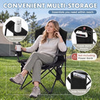 Heated Camping Chair for Adults, Folding Chair for Outside in Black & Grey, alternate view 5
