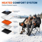 Heated Double Camping Chair, Heavy Duty Loveseat Padded Chair for 2 Person in Heated in Loveseat Grey, alternate view 2