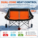 Heated Double Camping Chair, Heavy Duty Loveseat Padded Chair for 2 Person in Heated in Loveseat Grey, alternate view 3