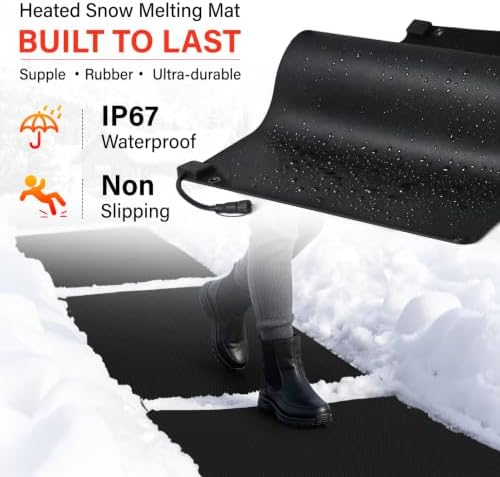 Heated Snow Melting Mat with GFCI,20" x 60" Heated Outdoor Mats for Walkway, alternate view 3