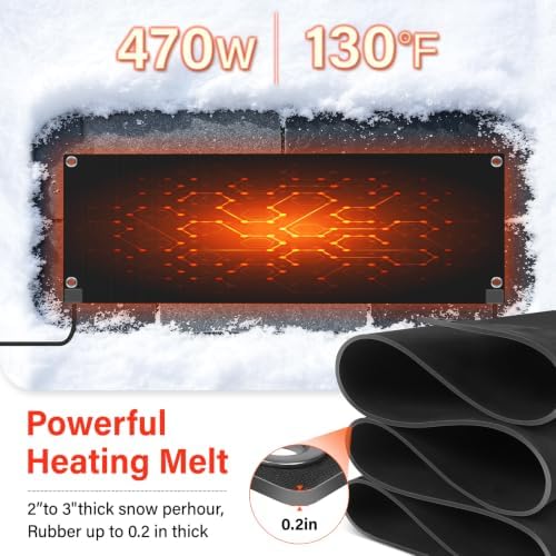 Heated Snow Melting Mat with GFCI,20" x 60" Heated Outdoor Mats for Walkway, alternate view 5