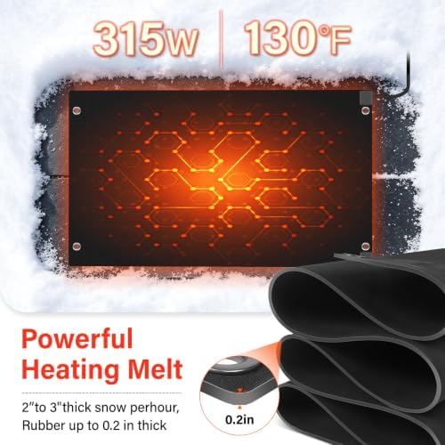 Heated Snow Melting Mat with GFCI,24" x 36" Heated Outdoor Mats for Walkway, alternate view 5