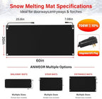 Heated Snow Melting Mat with GFCI,30" x 60" Heated Outdoor Mats for Walkway, alternate view 2