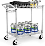 Heavy Duty 2 Tier Rolling Cart, NSF Listed, 660Lbs Capacity, Commercial Grade Metal, 35.63"x18.1"x33.93", alternate view 4