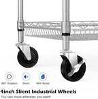 Heavy Duty 2 Tier Rolling Cart, NSF Listed, 660Lbs Capacity, Commercial Grade Metal, 35.63"x18.1"x33.93", alternate view 5
