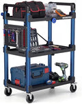 Heavy Duty 3-Tier Utility Cart, 450 LBS Folding Cart with Wheels