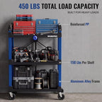 Heavy Duty 3-Tier Utility Cart, 450 LBS Folding Cart with Wheels, alternate view 4