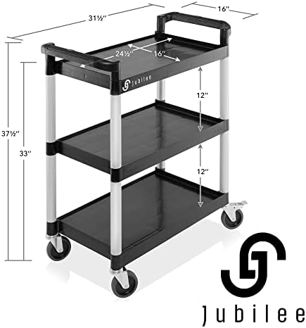 Heavy-Duty 3-Tier Utility Service Cart with Wheels, 31.5" x 37.5", alternate view 2