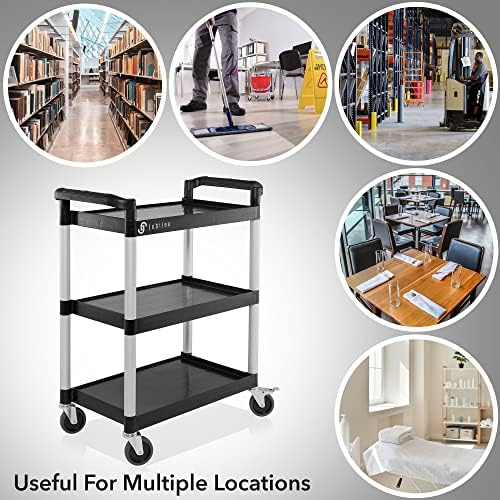 Heavy-Duty 3-Tier Utility Service Cart with Wheels, 31.5" x 37.5", alternate view 6