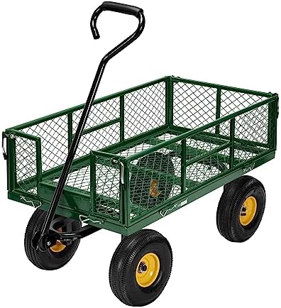 Heavy Duty 880 Lbs 4.5 Cu Ft Mesh Steel Garden Cart Utility Wagon