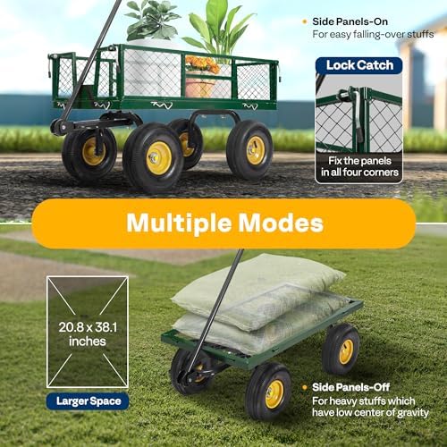 Heavy Duty 880 Lbs 4.5 Cu Ft Mesh Steel Garden Cart Utility Wagon, alternate view 5