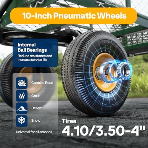 Heavy Duty 880 Lbs 4.5 Cu Ft Mesh Steel Garden Cart Utility Wagon, alternate view 6