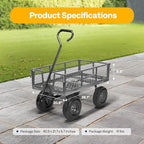 Heavy Duty 880 Lbs Capacity Mesh Steel Garden Cart Folding Utility Wagon with Removable Sides and 4.10/3.50-4", alternate