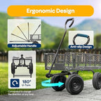 Heavy Duty 880 Lbs Capacity Mesh Steel Garden Cart Folding Utility Wagon with Removable Sides and 4.10/3.50-4", alternate