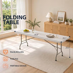 Heavy Duty 8FT Folding Table, Large Portable Utility Table with 620 lbs Load Capacity, Sturdy Steel Frame, alternate view 2