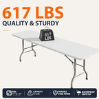 Heavy Duty 8FT Folding Table, Large Portable Utility Table with 620 lbs Load Capacity, Sturdy Steel Frame, alternate view 7